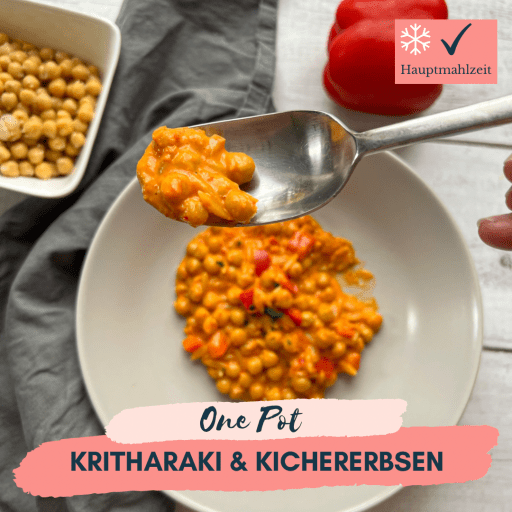 One Pot Kritharaki mit Kichererbsen und Paprika